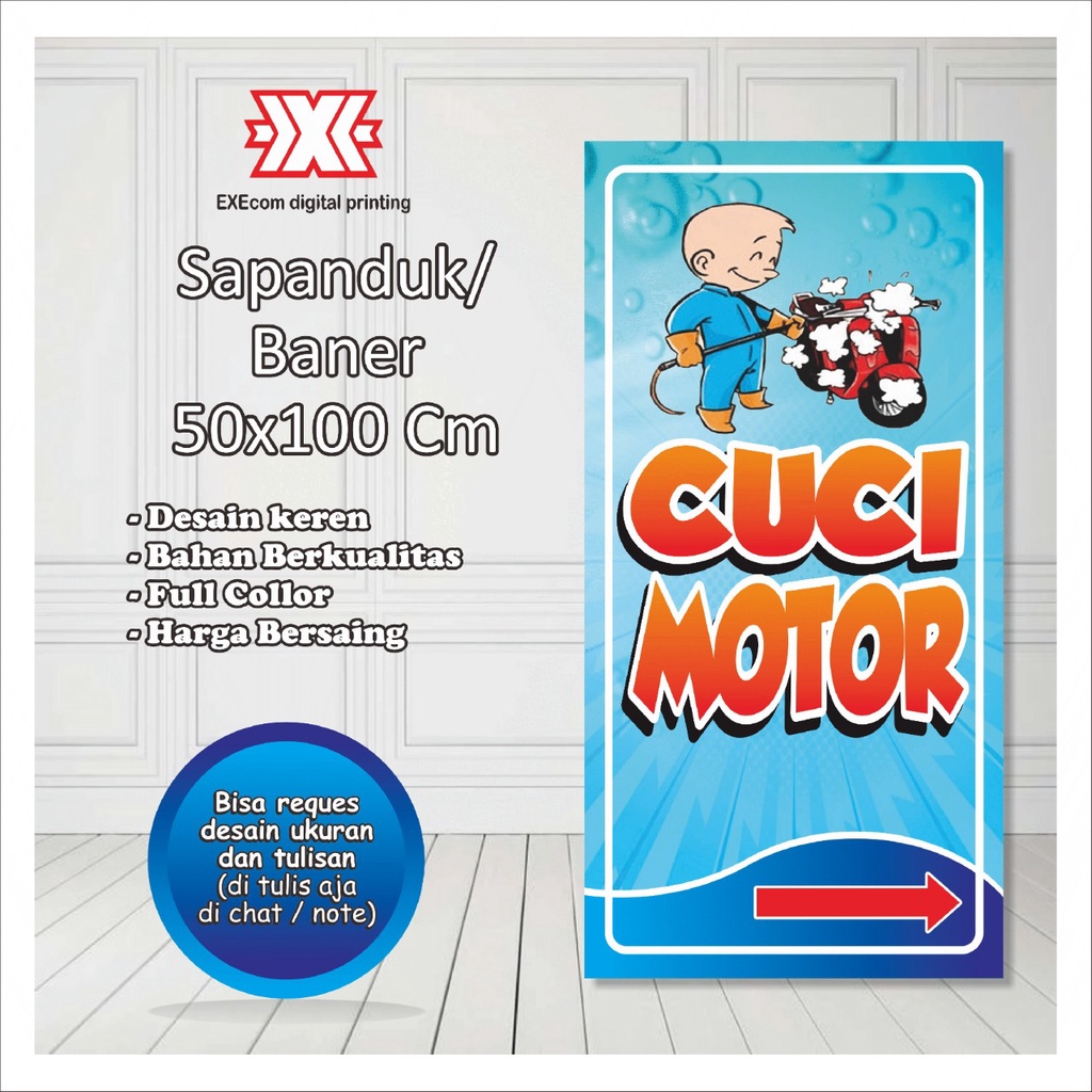 TERLARIS SPANDUK, BANNER CUCI STEAM MOTOR SPANDUK BANNER CUSTOM | spanduk warung | spanduk toko | sp