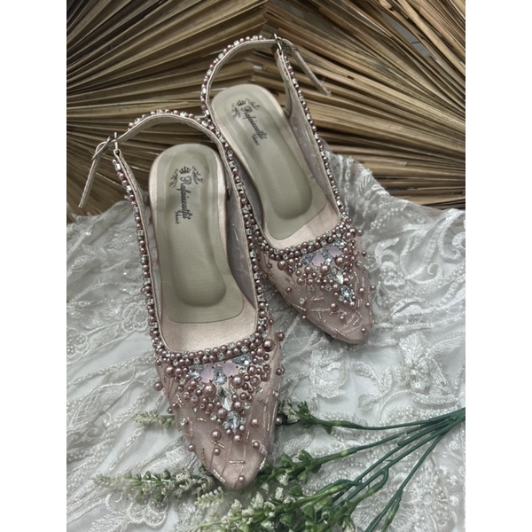 sepatu wanita wedding kiana rosegold 7cm tahu