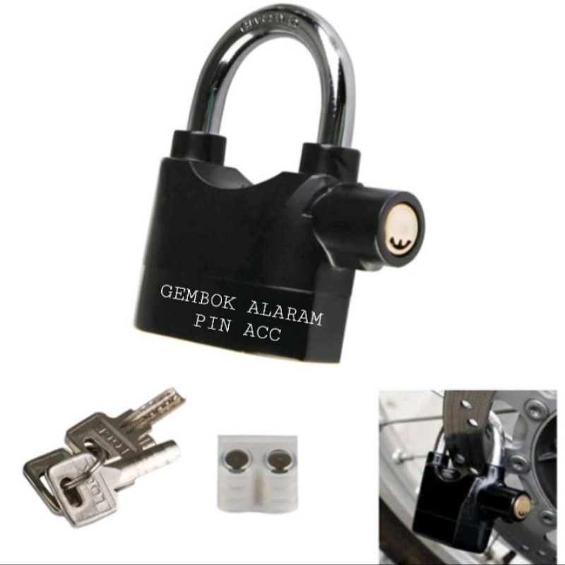 kunci gembok cakram Ban motor gembok Alarm padlock getar Ring panjang 100% sesuai iklan