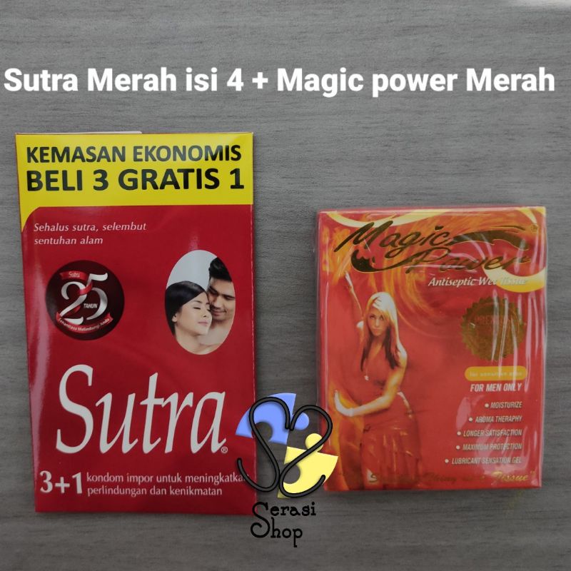 Magic Power Hitam 6pcs / Magic Power Merah Crimson Desire 6 sachet tissue basah obat kuat tisu magic-Sut Merah 4+MP merah