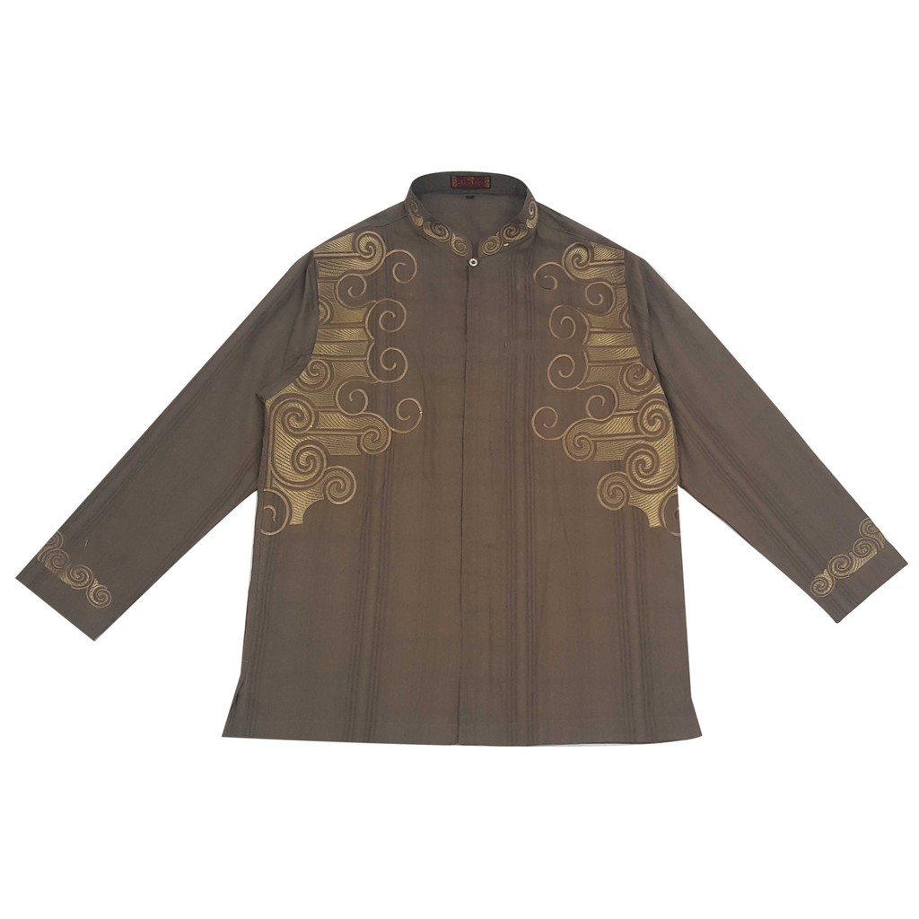 AL-AROFI Baju Koko Pria - Riyadh Cotton Print Brown