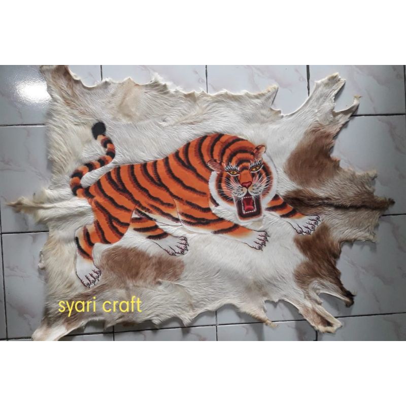 LUKISAN MACAN FULL BODY KULIT KAMBING
