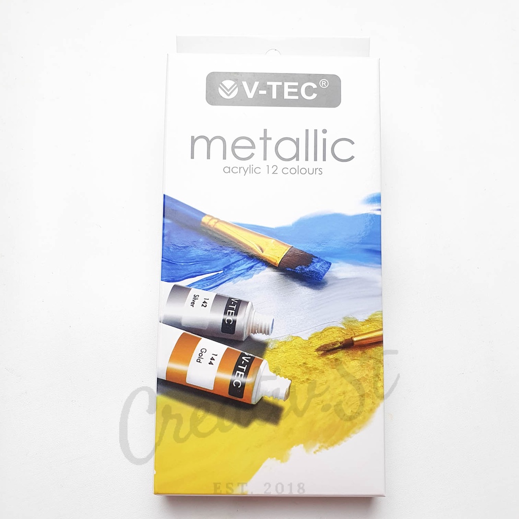 

V-TEC Cat Acrylic 12 Warna Metallic Cat Akrilik Vtec Set Paint