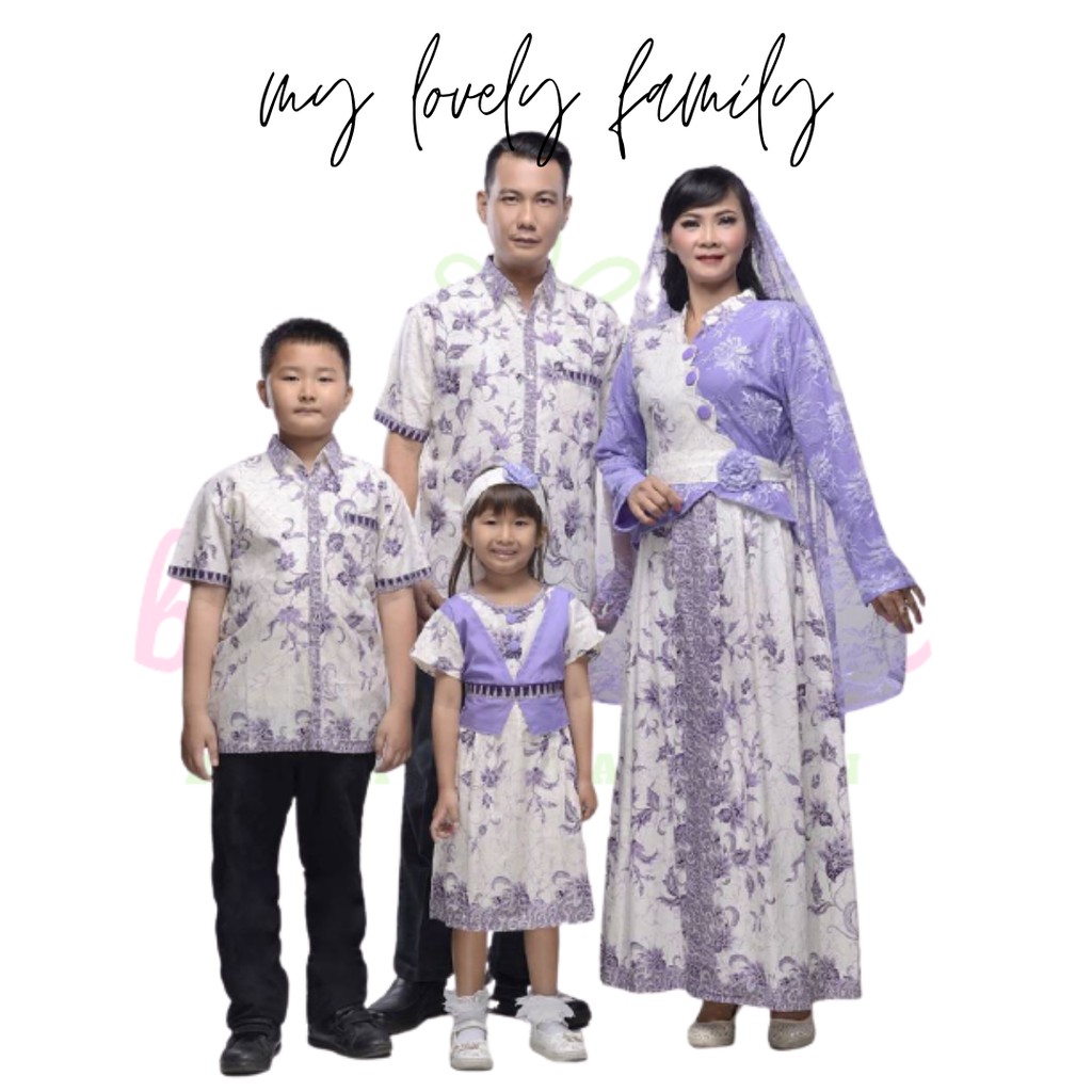 Zoya daun sarimbit batik gamis katun halus mix brokat batik couple tersedia set family