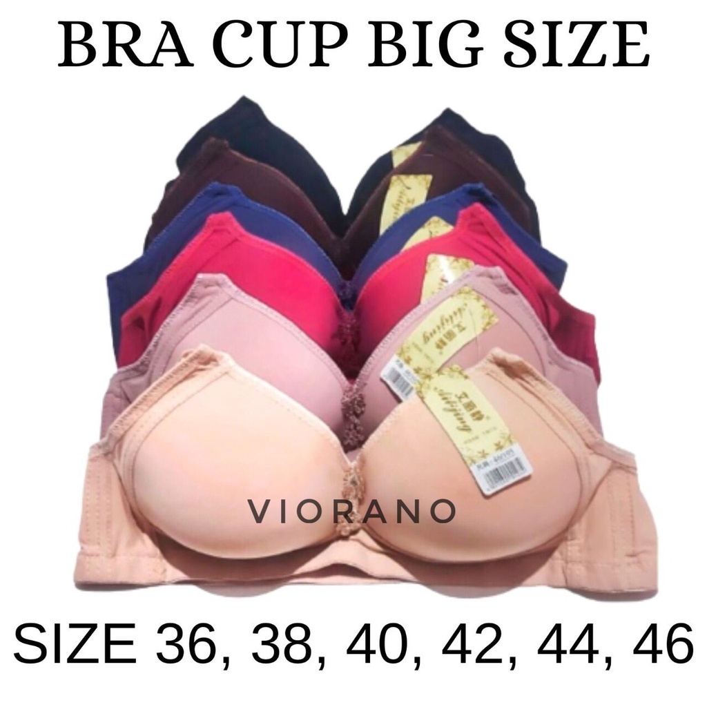 Bra Jumbo Tanpa Kawat 36-46 Bh Big Size Dewasa Cup Besar Kait 3 / Kutang Wanita Ibu Ukuran Jumbo Super Soft