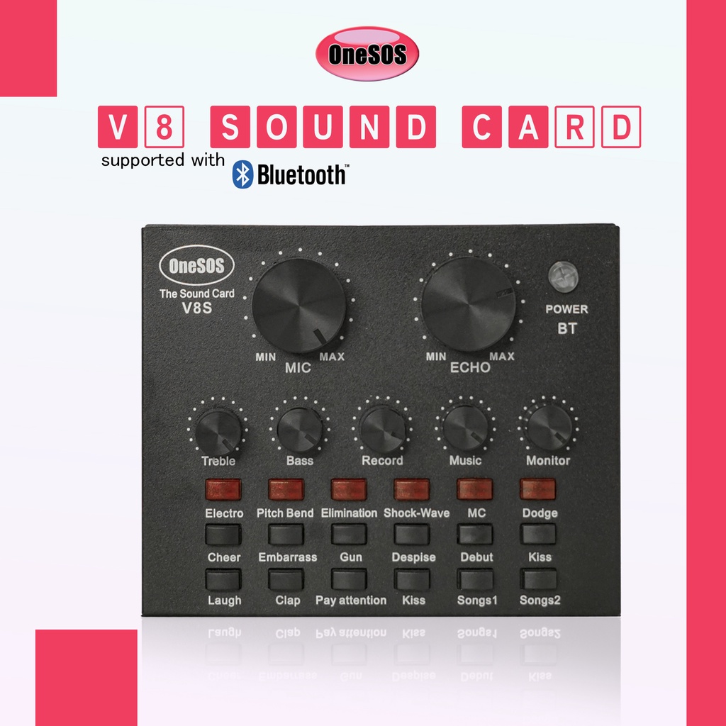 OneSOS Sound Card V8S | Sound Card V8S Plus Mixer SoundCard V8 MIXER Audio USB External Soundcard