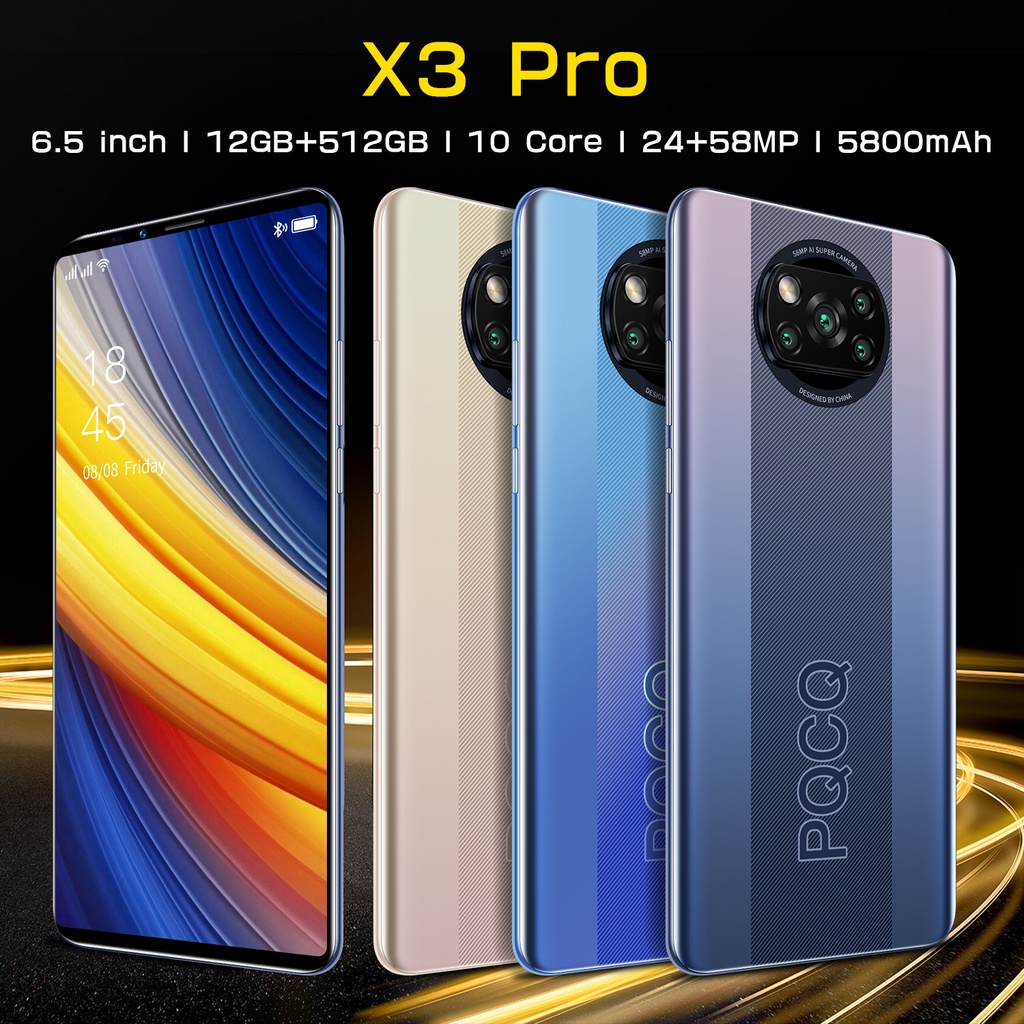 【Terbaru 2023 hp promo】HP Smartphone X3 Pro Handphone Baru Murah 6,5 inci 12GB RAM + 512GB ROM Dual SIM WiFi  android 4g/5g Smartphone Kamera HD hp murah handphone murah promo cuci gudang