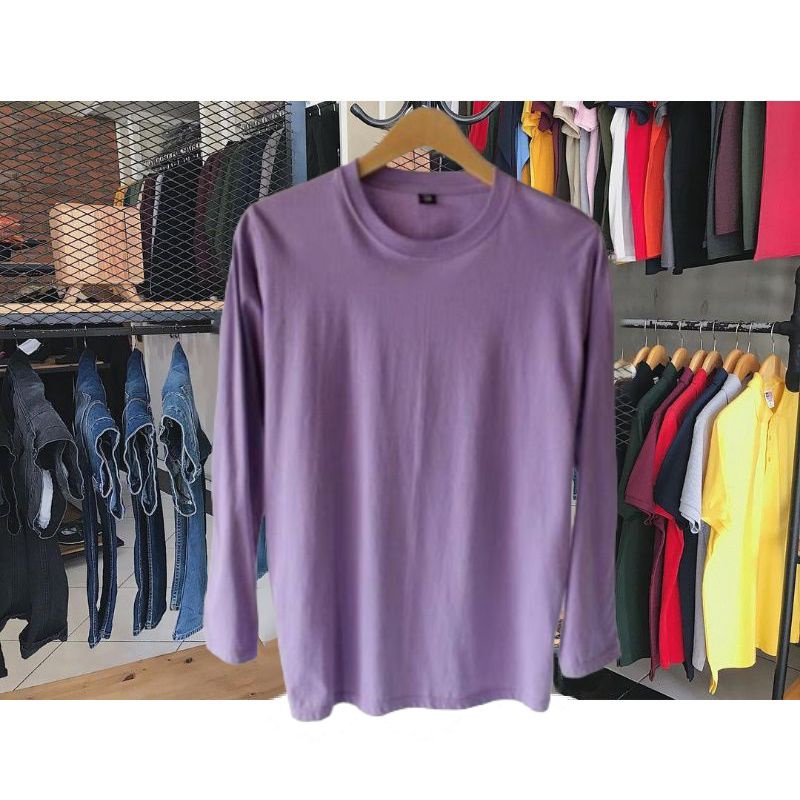 FASHION PRIA kaos tangan panjang BAJU LENGAN PANJANG longsleeve TERMURAH pakaian warna LILAC