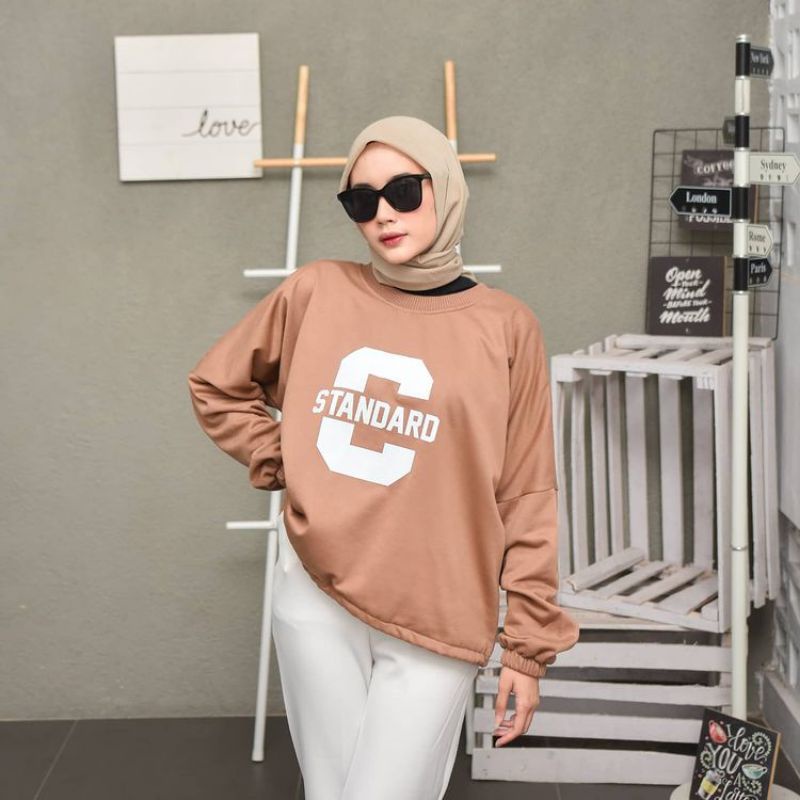 C STANDARD sweater wanita/bahan fleece/terbaru/trendy dan murah