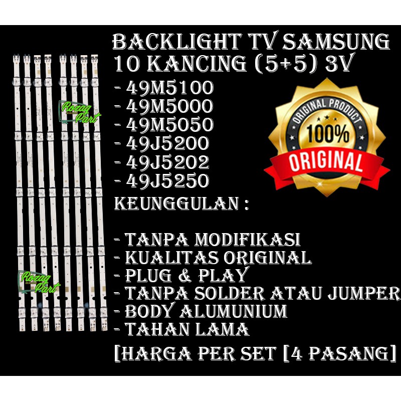 BOHLAM LED Backlight SAMSUNG 49 inc inchi Type UA 49M5050 8 Led 3 Volt