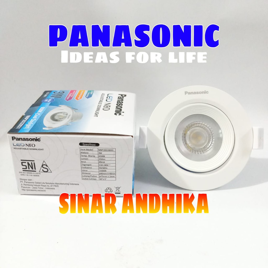 LAMPU LED ADJUSTABLE DOWNLIGHT PANASONIC 3 WATT NNP 20220/NNP 20200