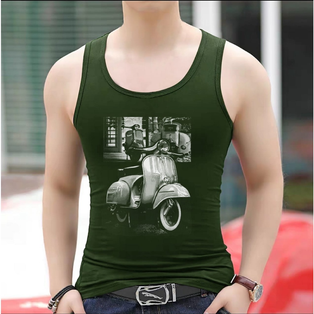 ALIPIO FASHION - SINGLET SPANDEX MOTIF VESPA HASAN / kaos cowok / kaos singlet / kaos dalem singlet cowok