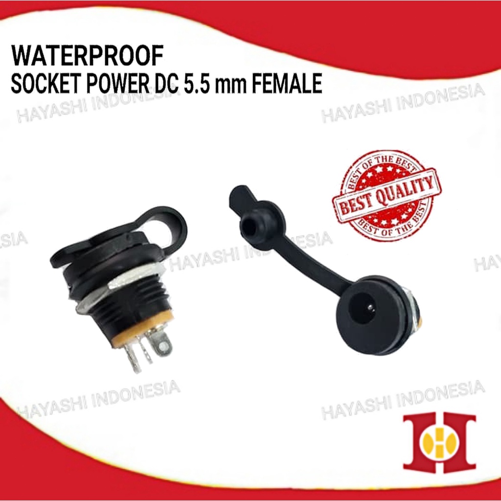 Soket Socket Female Cewek Power DC Bulat 5.5 x 2.1 mm Cover Waterproof - 10pcs