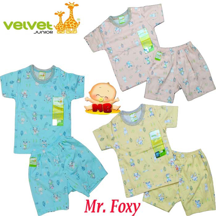 Velvet Junior XL XXL Baju Bayi Velvet Pendek Setelan Celana Pendek