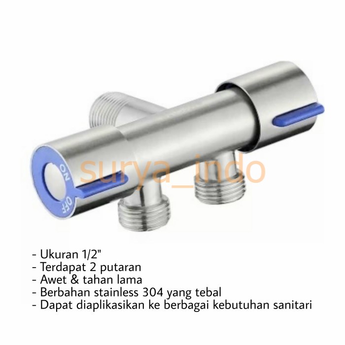 KERAN AIR CABANG 1/2&quot; STOP KRAN TOILET DOUBLE STOPKRAN KLOSET CABANG 2