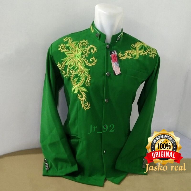 Jasko Hijau Bordir Jas Koko Pria Dewasa