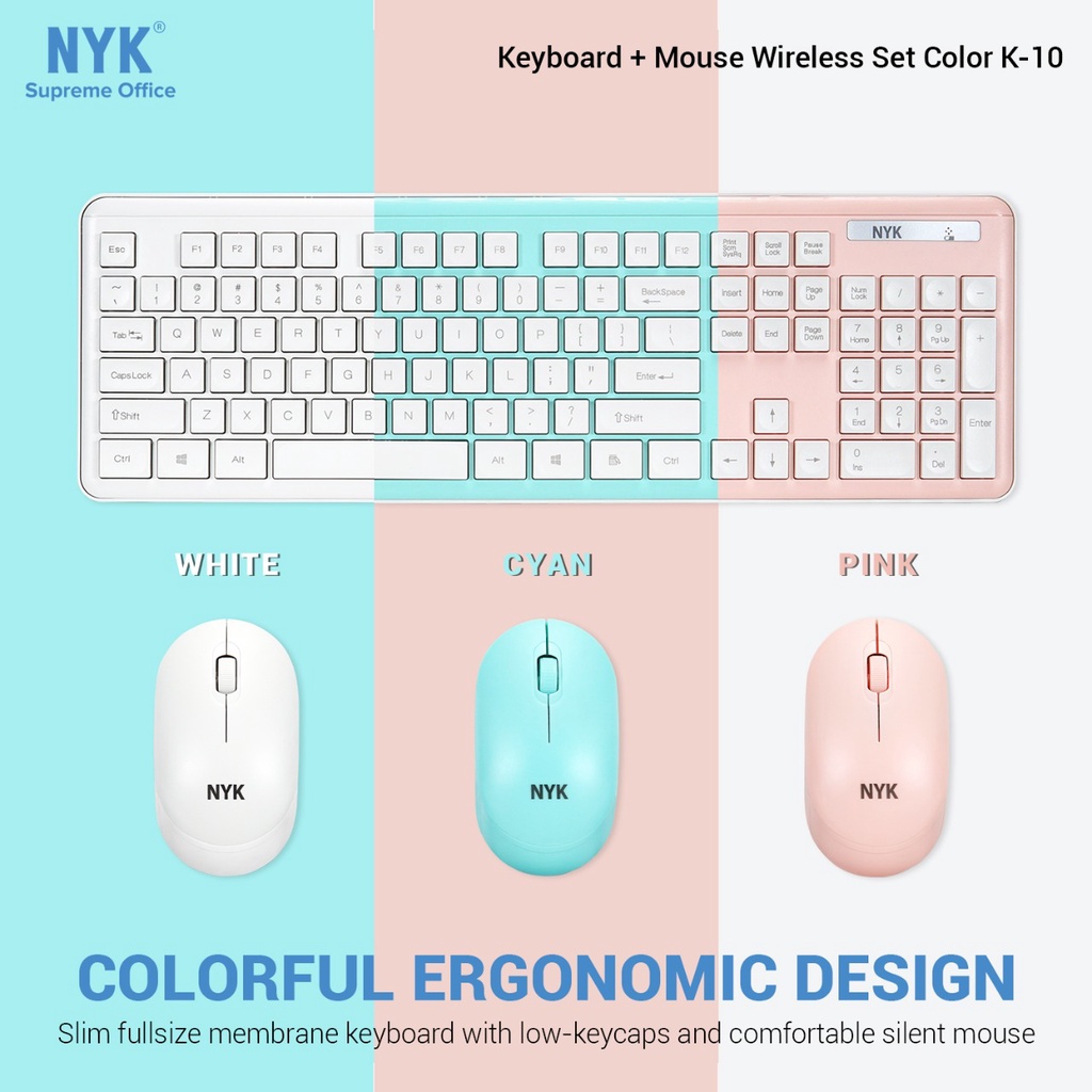 NYK Supreme K10 Wireless Keyboard and Mouse Combo 2.4Ghz