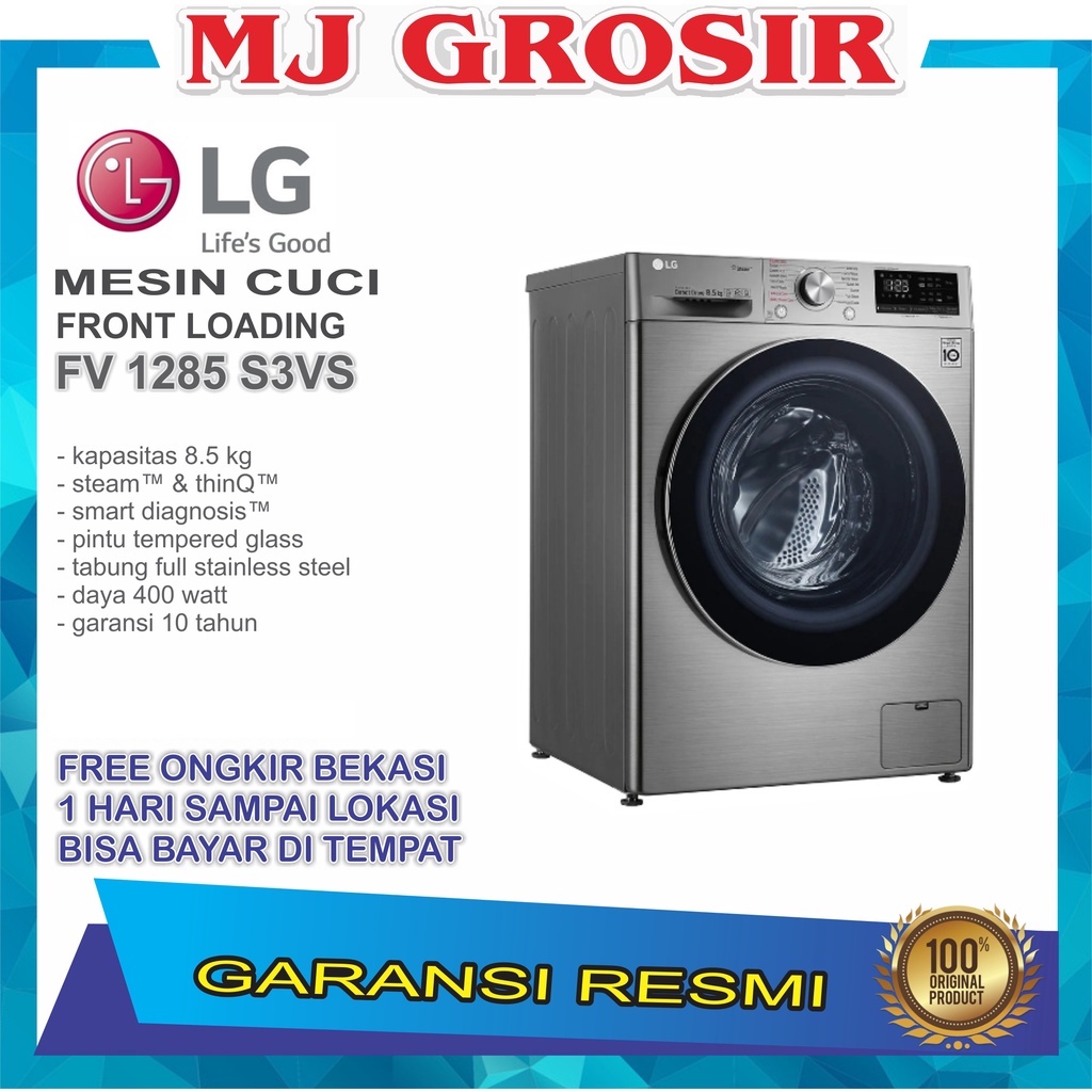 MESIN CUCI FRONT LOADING LG FV 1285 S3VS FV1285S3VS 8.5 KG 1 TABUNG