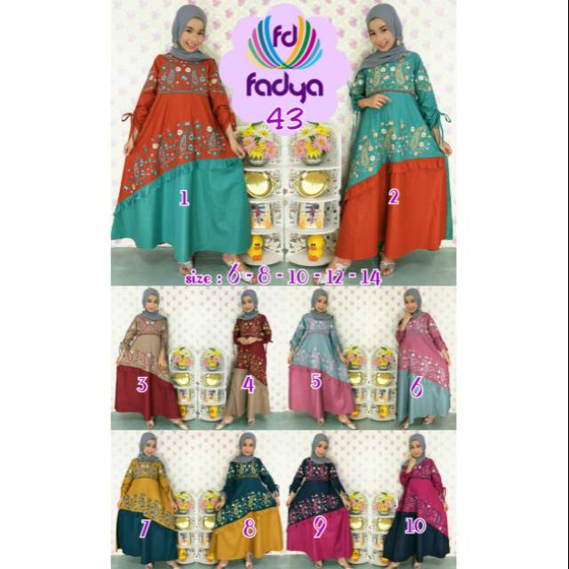 Gamis fadya / gamis anak katun bordir / gamis anak muslim fadya 43