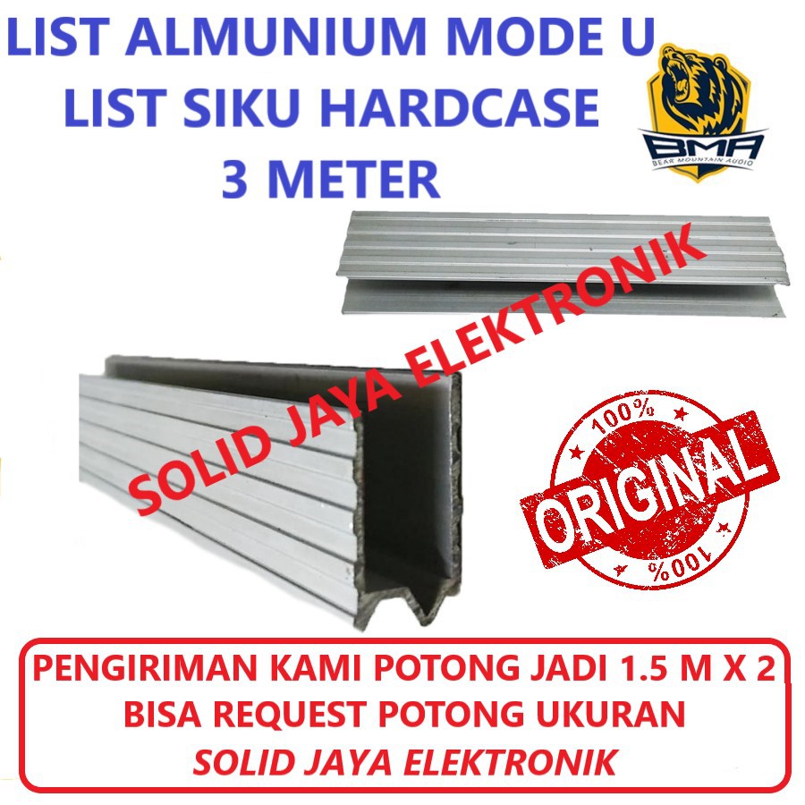 LIST SIKU U HARDCASE LIS ALMUNIUM M BOX BOK MODEL HARD CASE ALUMINIUM 3M - 3 METER BMA ASLI ORIGINAL