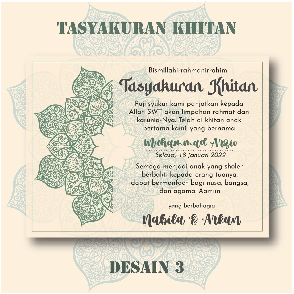 Stiker / Kartu Label Syukuran Khitanan - Tasyakur Walimatul Khitan