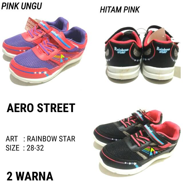 Sepatu sekolah anak perempuan aero street rainbow star murah baru original