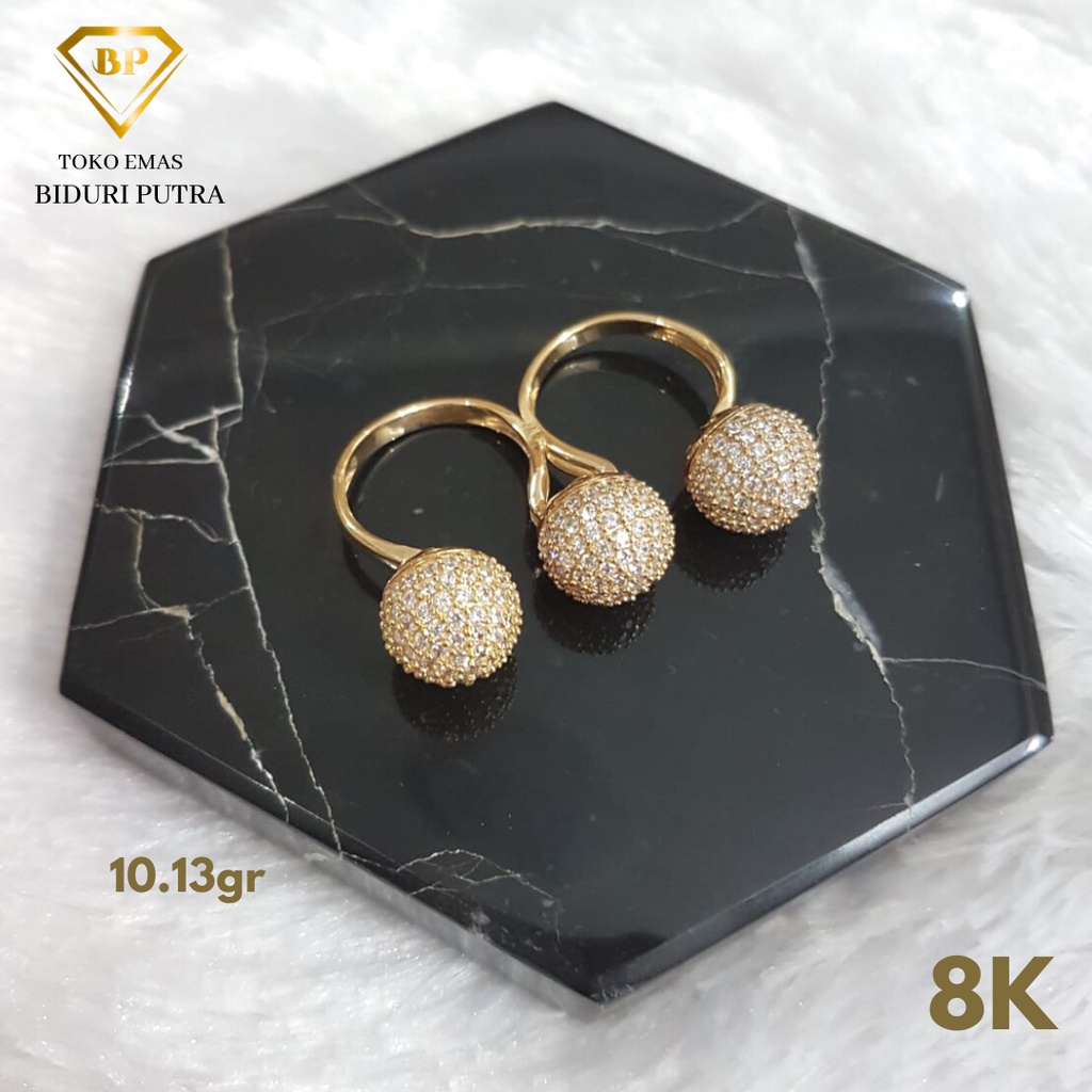 CINCIN COR VARIASI BOLA MATA PERHIASAN EMAS ASLI KADAR 8K/375