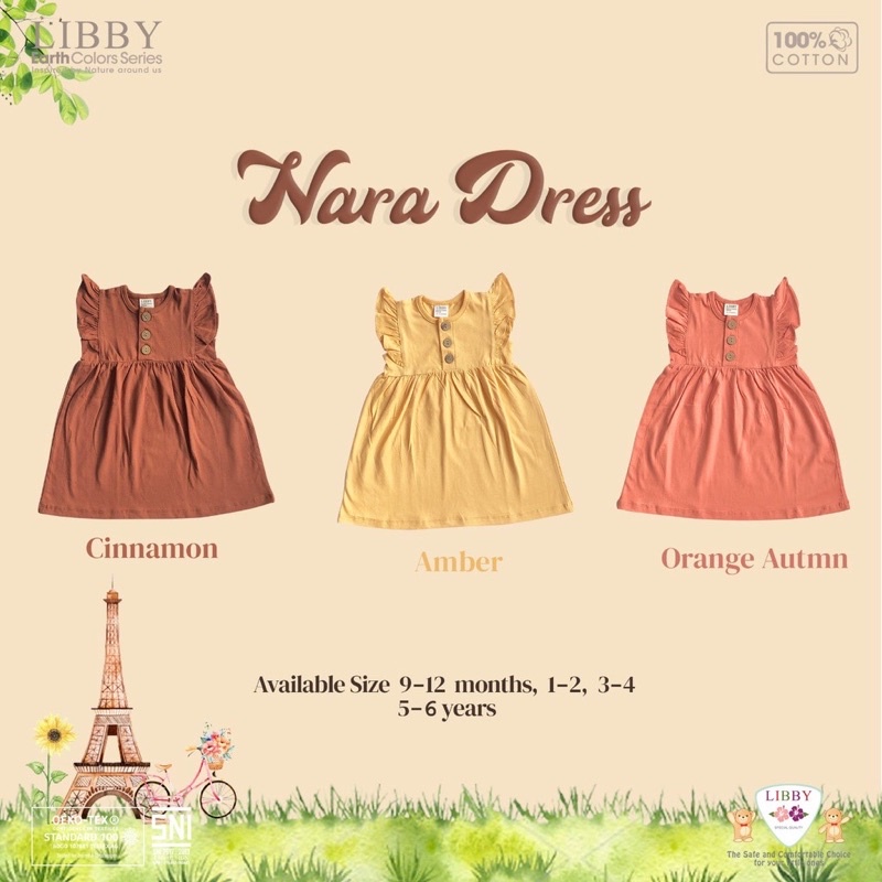 BAJU BAYI LIBBY BABY NARA DRESS BAJU BAYI PEREMPUAN DRESS BAYI BAJU ANAK PEREMPUAN