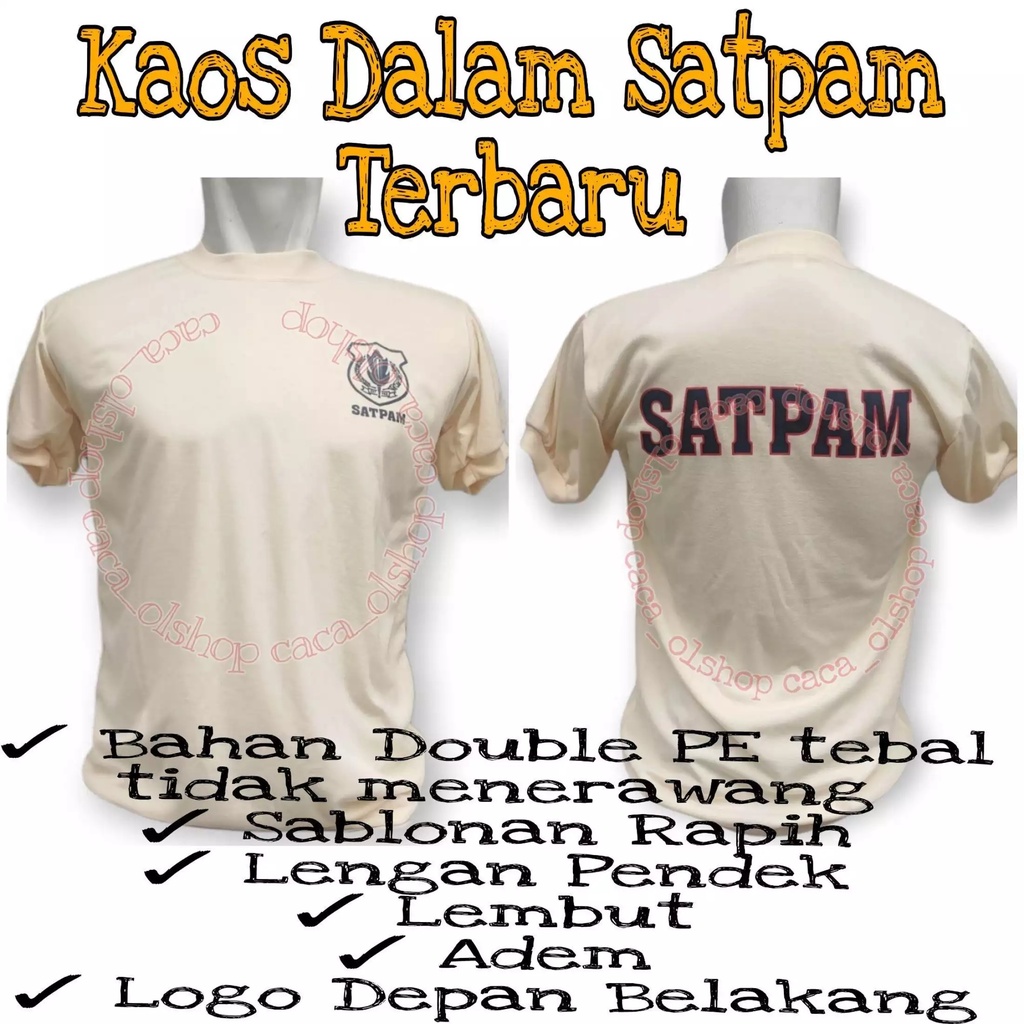 Kaos Dalam Satpam / Security Terbaru Logo Depan Belakang Warna Krem / Warna Cream