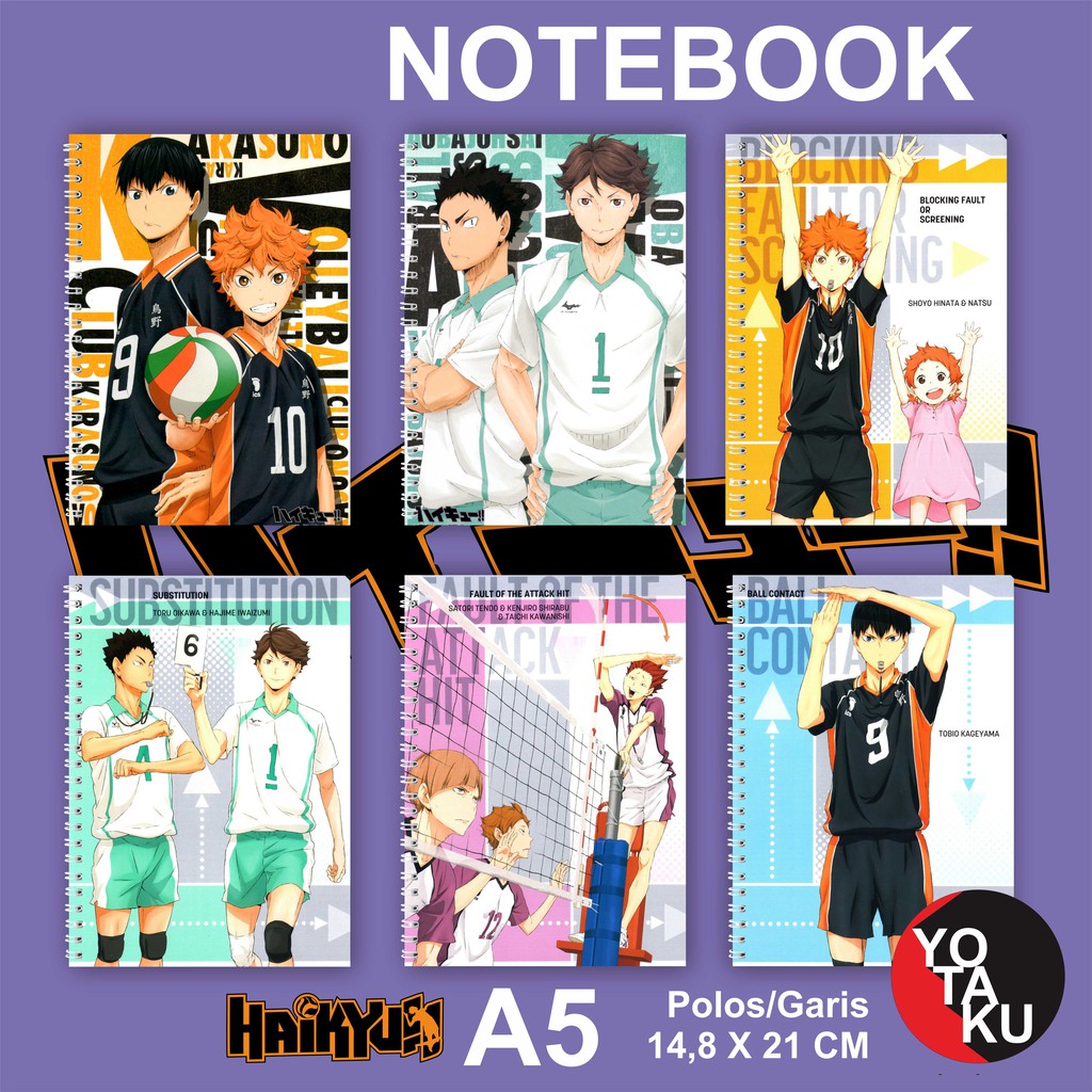 

Notebook Anime HAIKYUU Ukuran A5 14,6 x 21 cm Garis atau Polos Buku Catatan Sketchbook YOTAKUSHOP