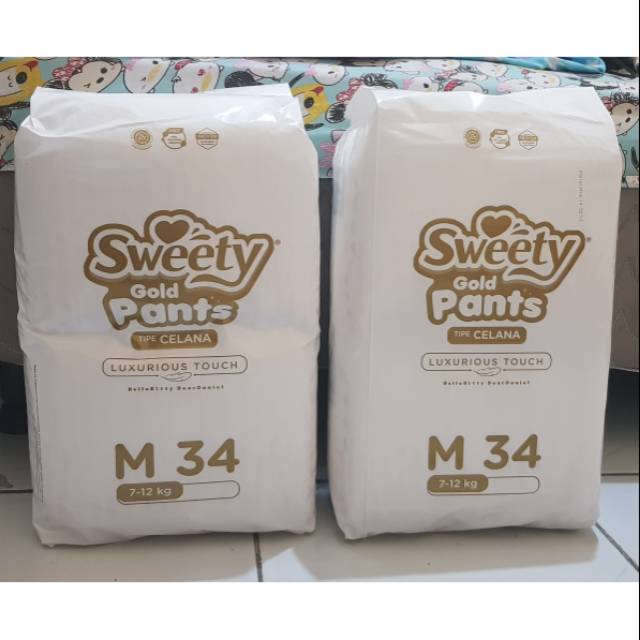 Sweety Gold Pants M 34 L28 XL26 kemasan e-commerce
