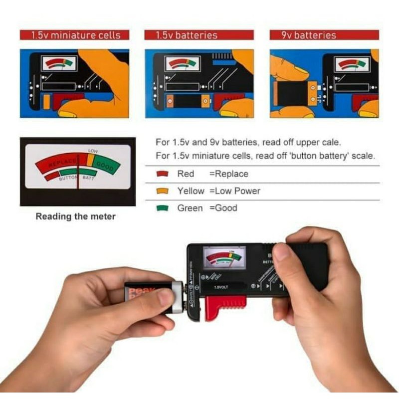 Alat Cek baterai tester universal Analog Digital