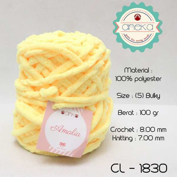 Benang Rajut Chenille Midi Amalia Yarn 1830 Kuning