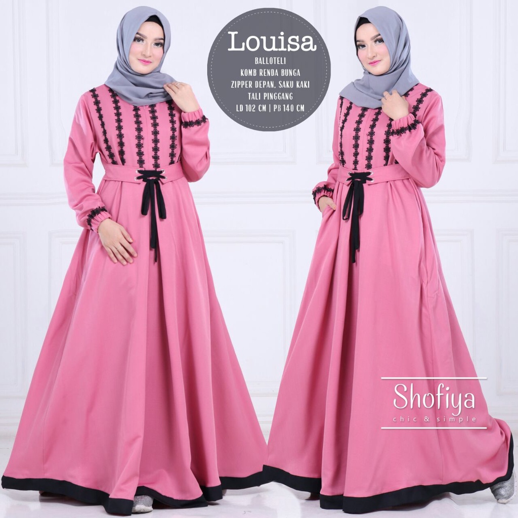 LOUISA DRESS BALOTELLI gamis syari Busana muslim wanita-PINK