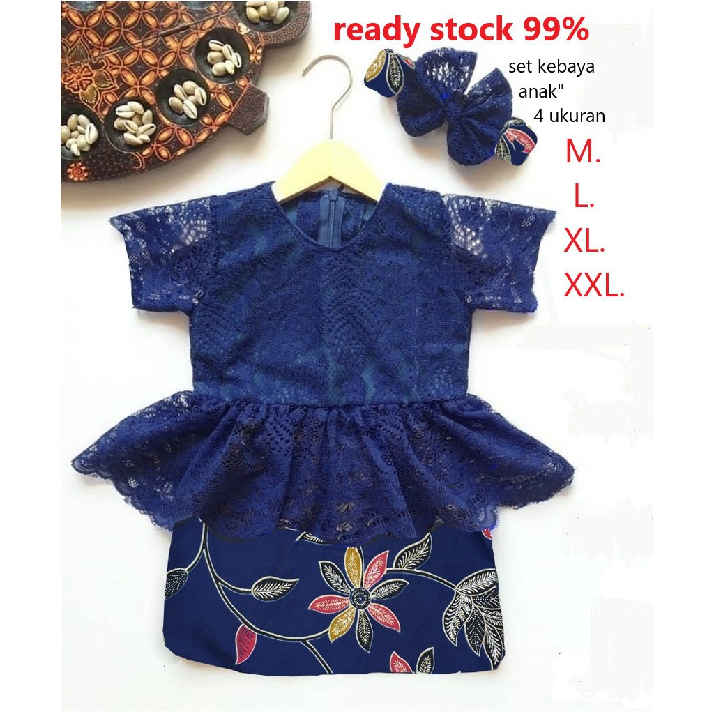 buat umur 1&amp;8 tahun set kebaya anak anak  kutubaru 6 warna