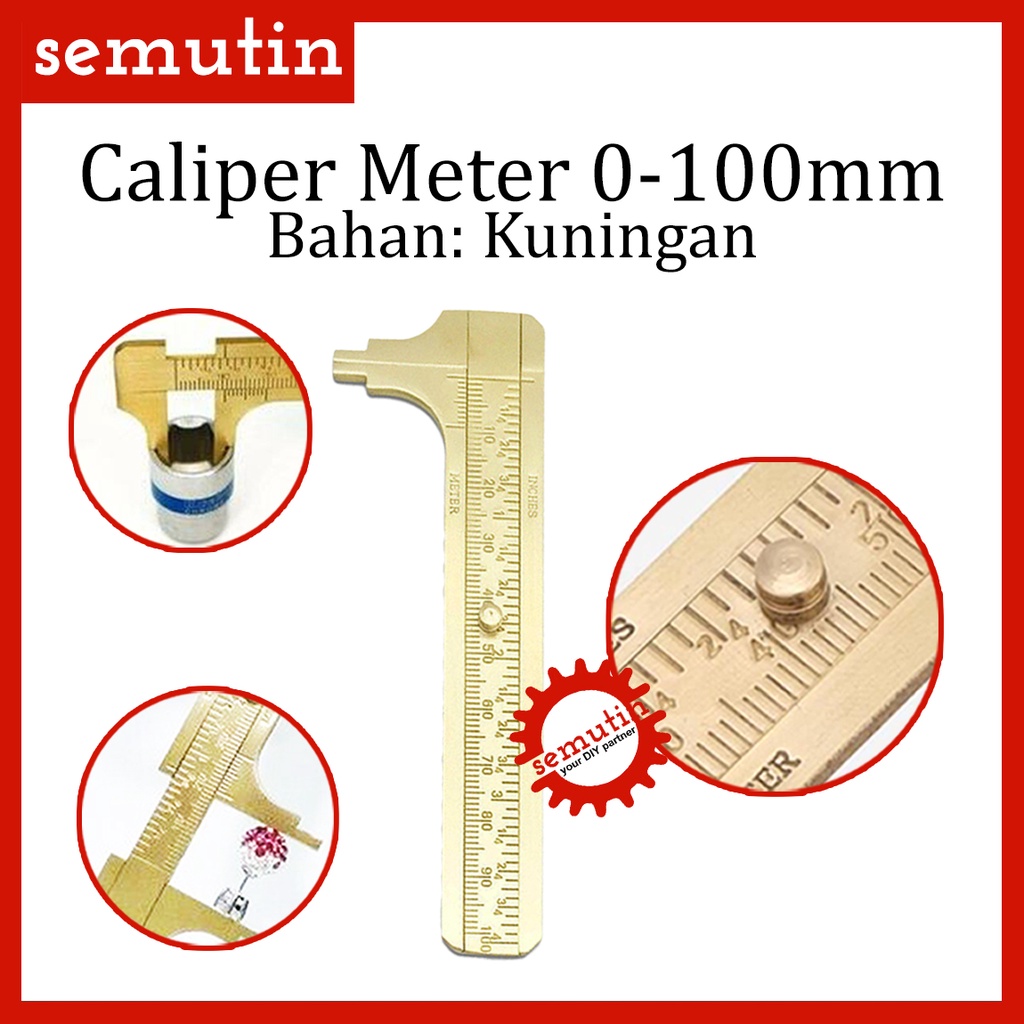 

Caliper Meter Bahan Kuningan 0-100mm / Jangka Sorong Vernier Sigmat / Pengukur Sketmat Mini