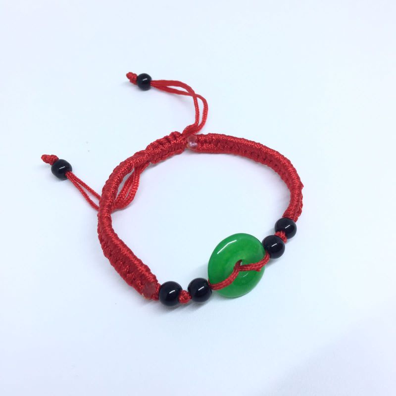 Gelang Tangan Keberuntungan / Gelang Tali Merah Giok / Gelang Feng Shui