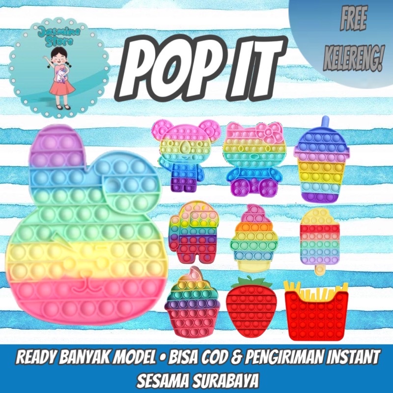 Pop It Murah/Fidget Pop It Ready Stok/Bisa COD Mainan Pop It Pereda Stress Baru/Free Kelereng