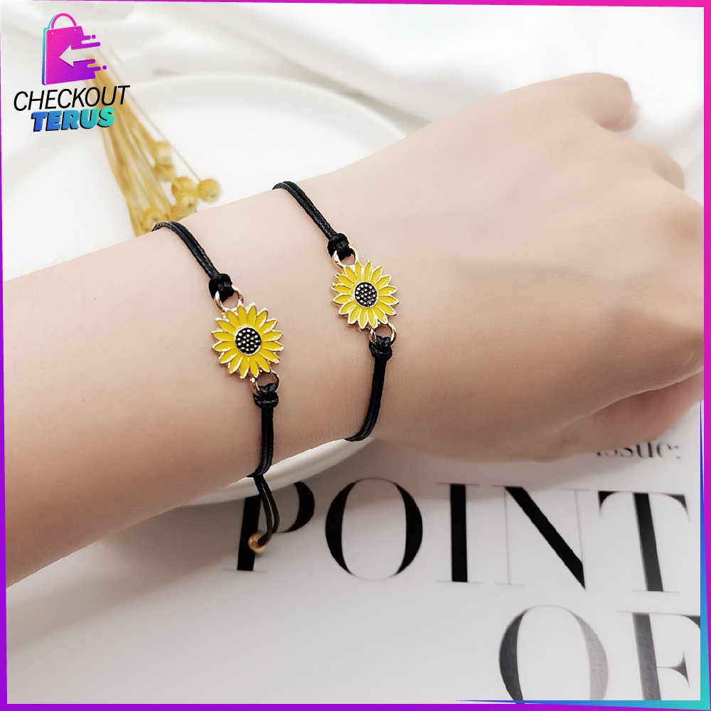 CT K65 Gelang Tali Persahabatan Korean Style Bentuk Anyaman Gelang Pasangan dan Sahabat etnik Fashion Gelang BFF Lucu