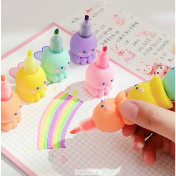 

Highlighter (Setabilo) Susun Gurita / Marker Susun Gurita Tako Mini Scoop Miniso Pastel Korean Japan Impor Grosir