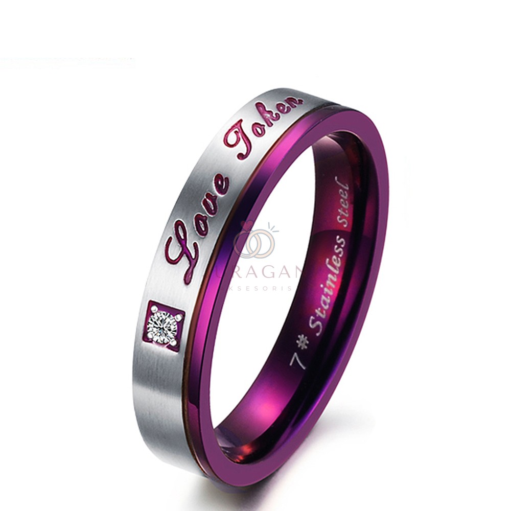 [HIGH QUALITY] Cincin Couple BUCIN R29 Titanium Ukir Nama + Box Cincin Beludru + BONUS Gelang Couple