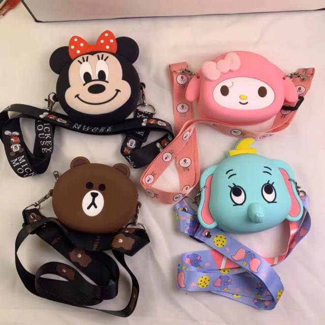 viralkan Dompet tas mini jelly silikon anak line miki melodi gajah karakter coin bag