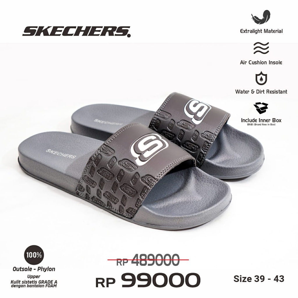 Sandal Skechers Slide Pria Sandal Selop Pria Terbaru Sendal Selop Cowok Sketchers Kekininan Sendal Slide Cowok Skechers Terbaru Slide Skechers