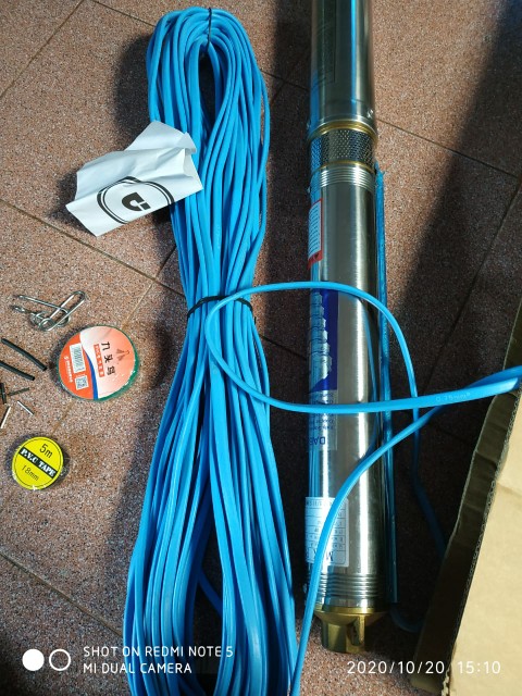 Mesin Pompa Air Satelit Ukuran 3in370watt 0.5hp Dg Kabel Biru 40m Pompa Submersible Speed 2850r/min