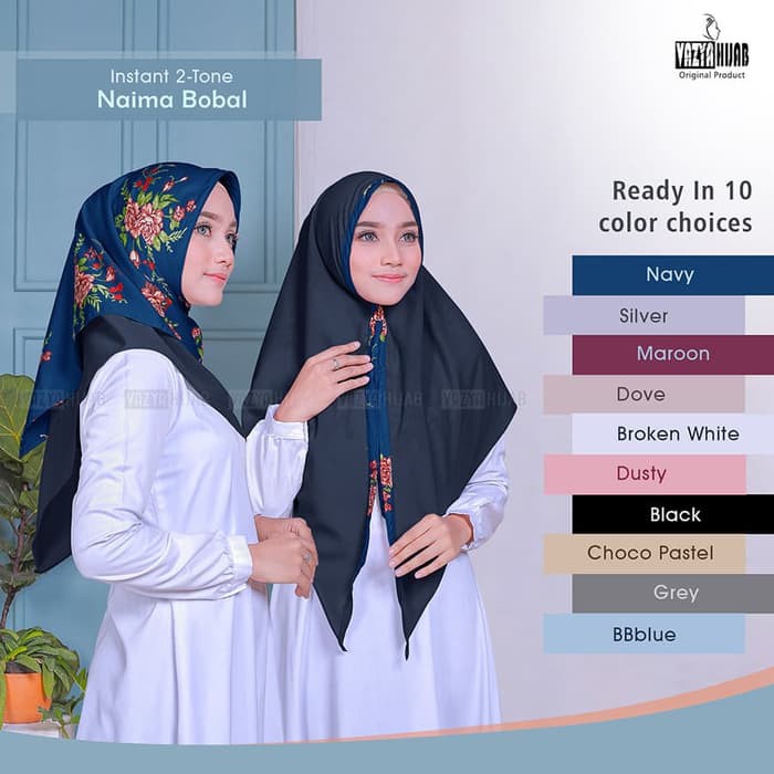 Hijab Jilbab  Instant 2 Warna  Bolak Balik Twotone Ootd 