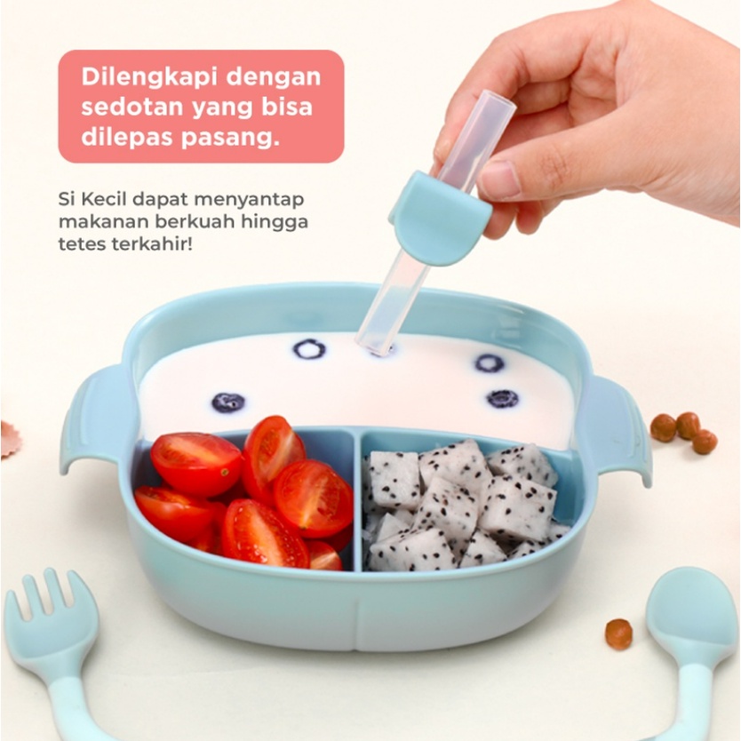 MUGU Sendok Makan Bayi &amp; Tempat Makan Bayi MUGU Sensoric Spoon &amp; Fork / Baby Feeding Suction Divided Plate - Mpasi Peralatan Makan Bayi Sendok dan Garpu CBKS