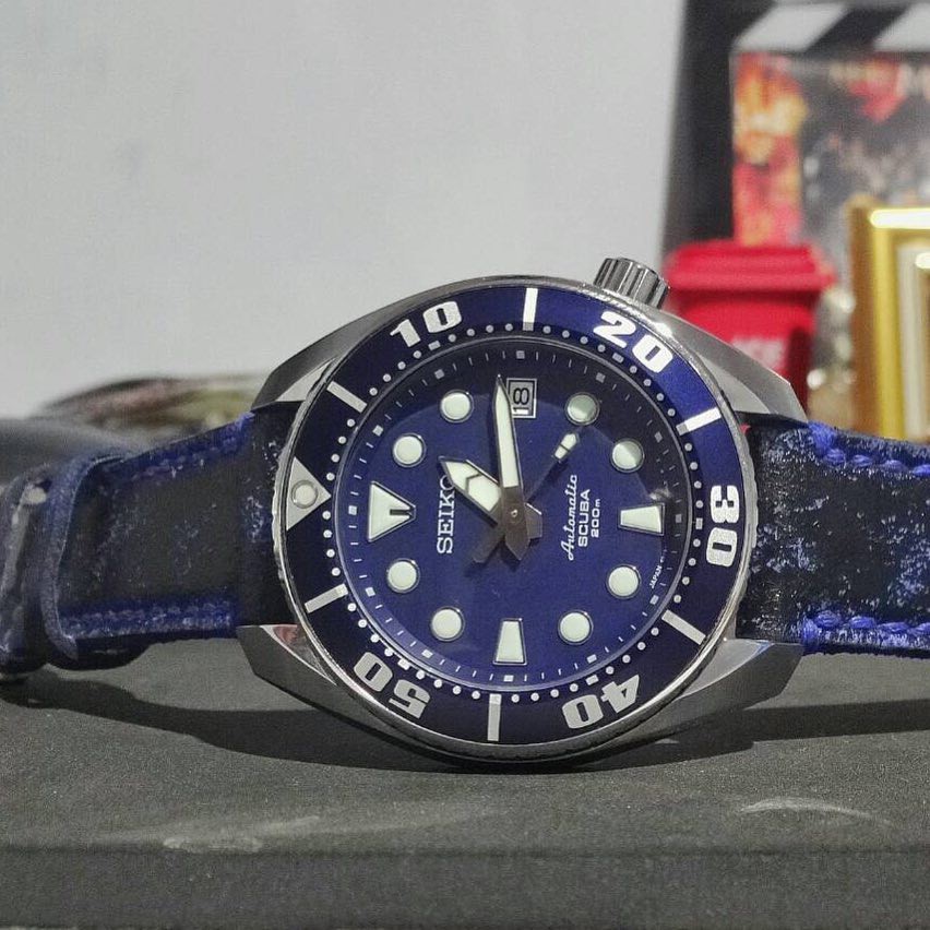 Tali Berkualitas Gunny Straps Blue Blackbay Untuk  Seiko Marinemaster, Prospex Diver Scuba, Sea Lion