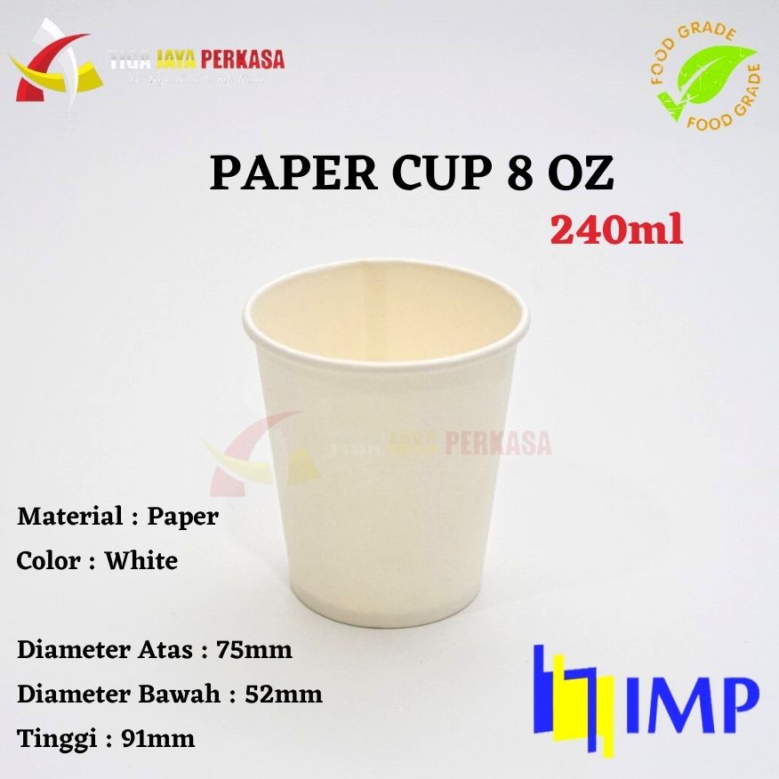 Image of Paper Cup 8 Oz 240 ml/ Gelas Kopi/ Gelas Teh/ Gelas Kopi rata”.@50 Pcs #0