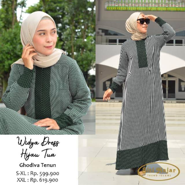 Baju Gamis Wanita Widya Dress Hijau Tua
