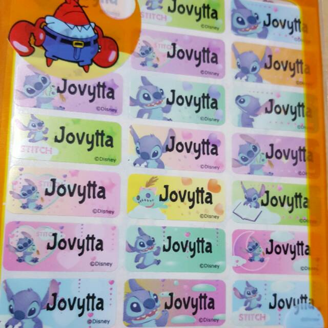 

label nama waterproof LILO and STICH